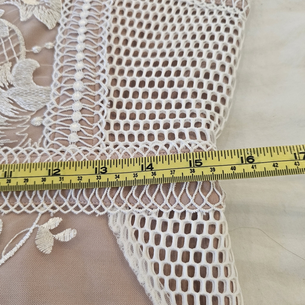 En Creme Lace Embroidery Sleeveless Mini Dress Woman's Large - Picture 11 of 16